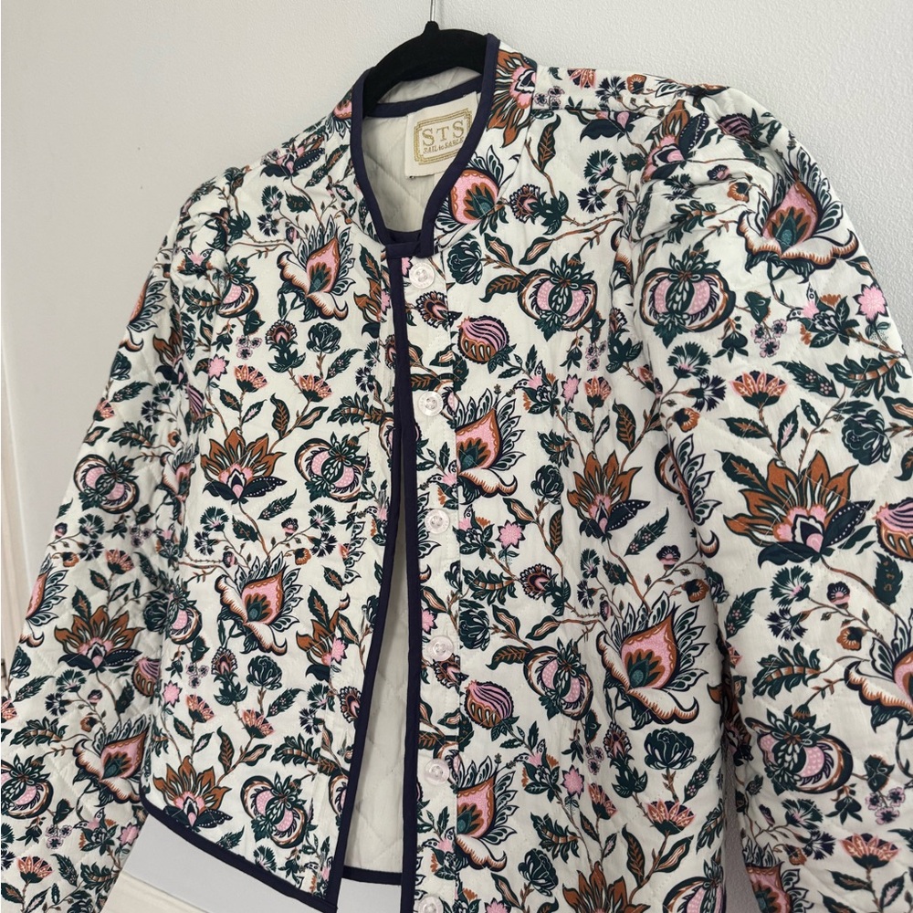 Sail to Sable Floral Bomber Jacket with Black Trim